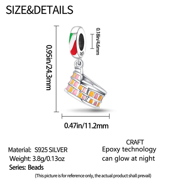 925 Sterling Silver Famous Attractions Eiffel Tower Charms