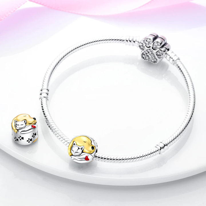 Dog Schnauzer French Bulldog Silver Plated Charm Beads