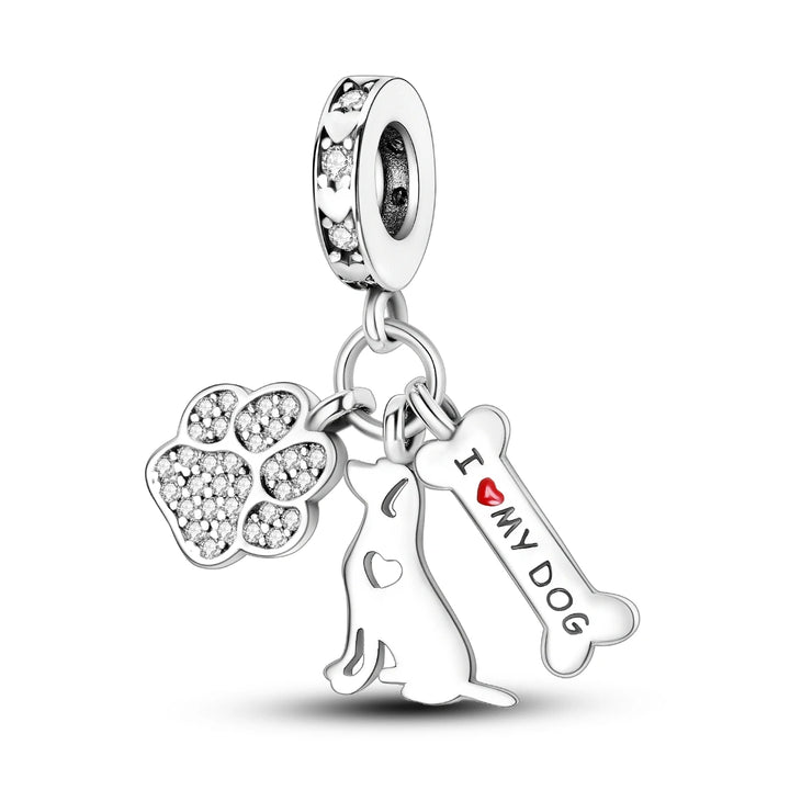 Dog Schnauzer French Bulldog Silver Plated Charm Beads