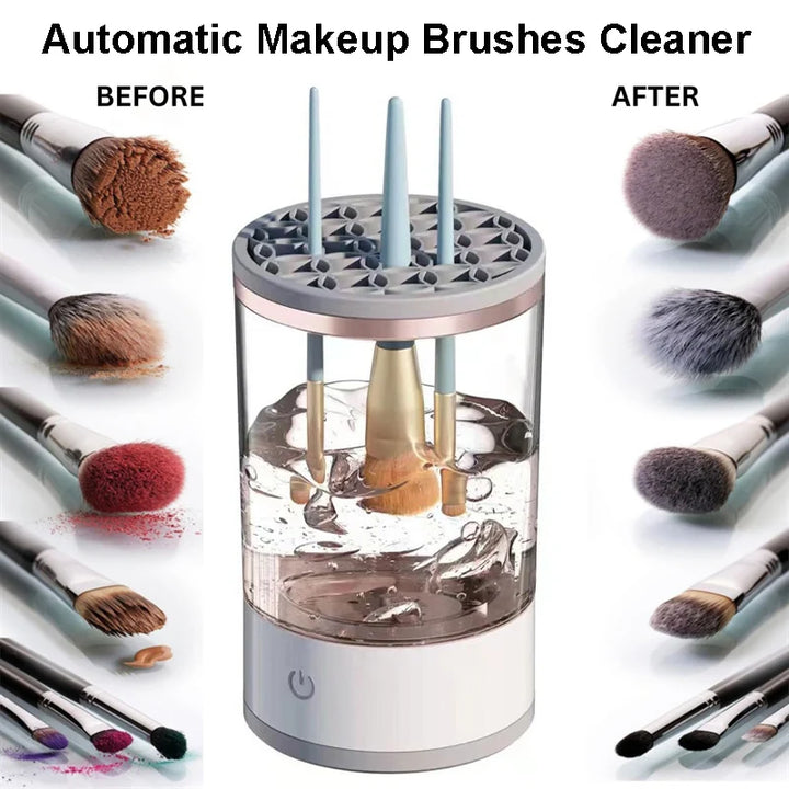 Electric Makeup Brush Cleaner &amp; Dryer – Automatic Spinning Brush Cleaner with Cleaner Mat for Quick, Efficient Cleaning