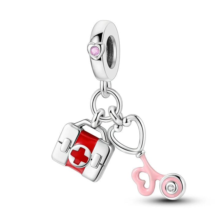 Sterling Silver CZ Dentist Tooth Charm Beads for Women