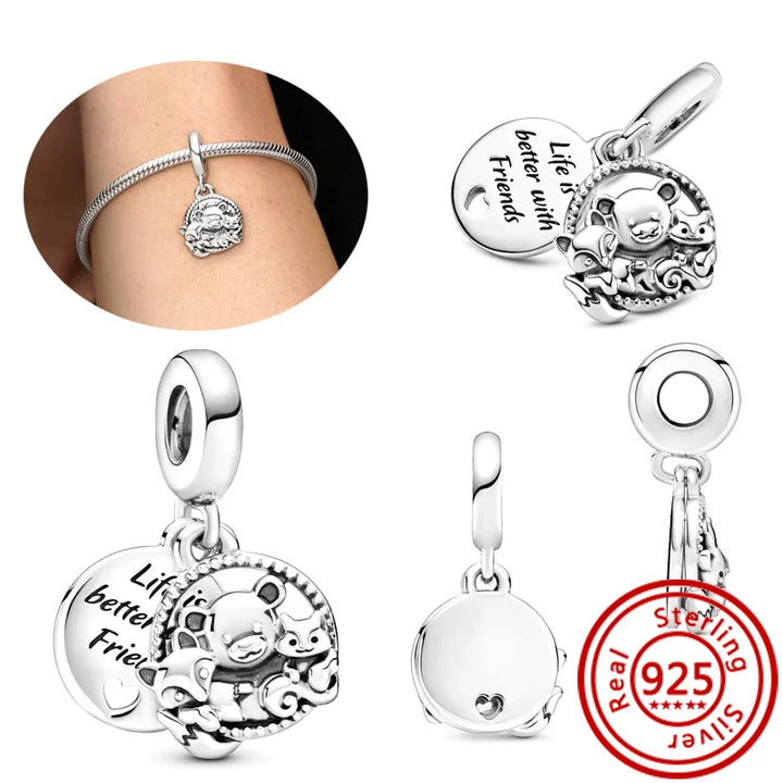 Silver Cartoon Cute Panda Bear Pendant for DIY Jewelry