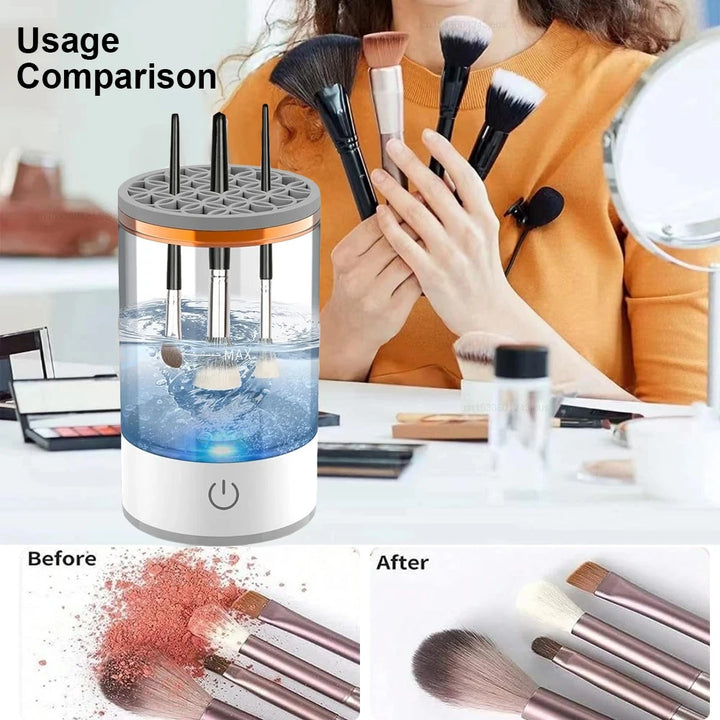 Portable USB Makeup Brush Cleaner with UV Sterilization – Automatic Rotary Cleaner for Quick &amp; Hygienic Brush Cleaning