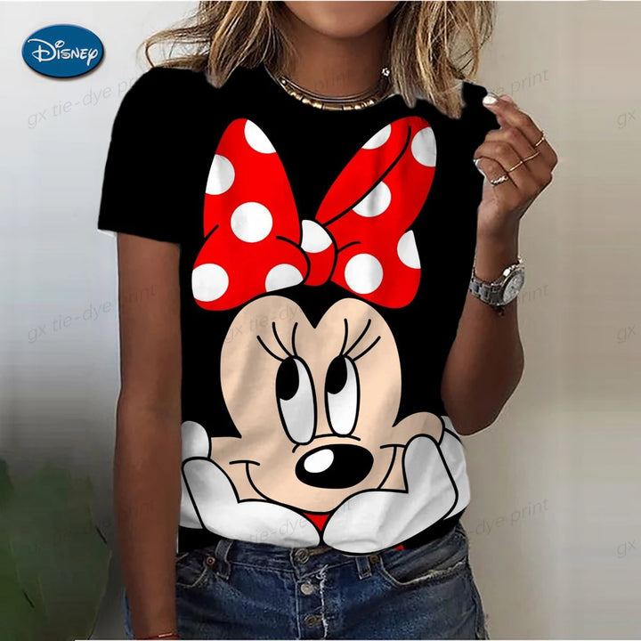 Disney Mickey & Minnie Women’s T-Shirt Cute Casual Top