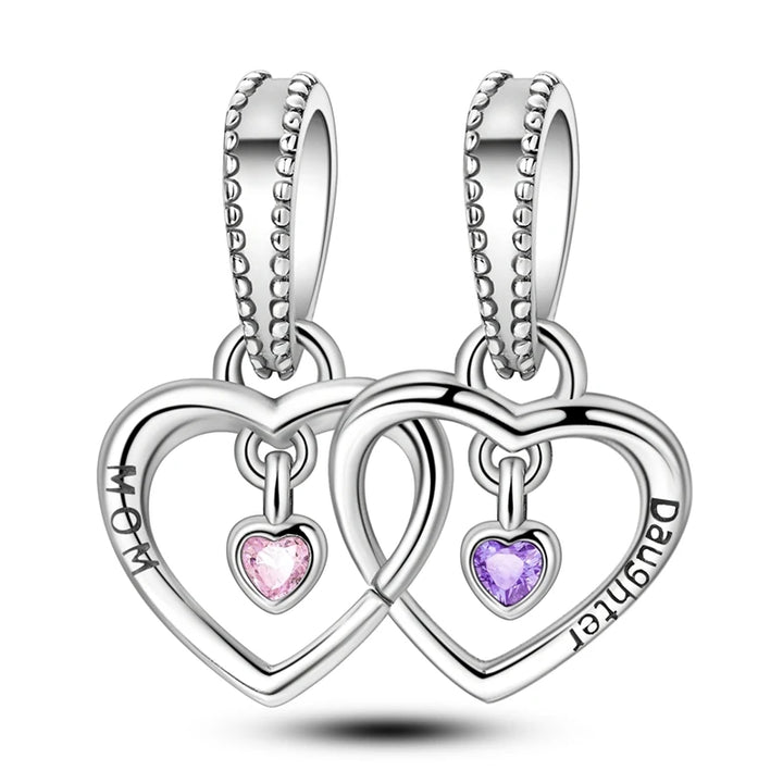 2025 New 925 Sterling Silver Pink Heart Charms Fit Pandora