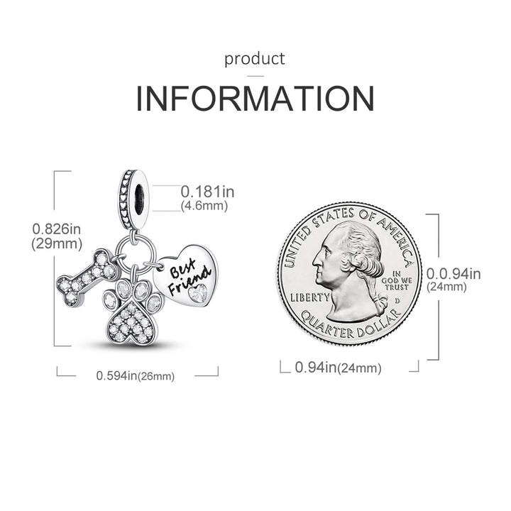 Dog Schnauzer French Bulldog Silver Plated Charm Beads
