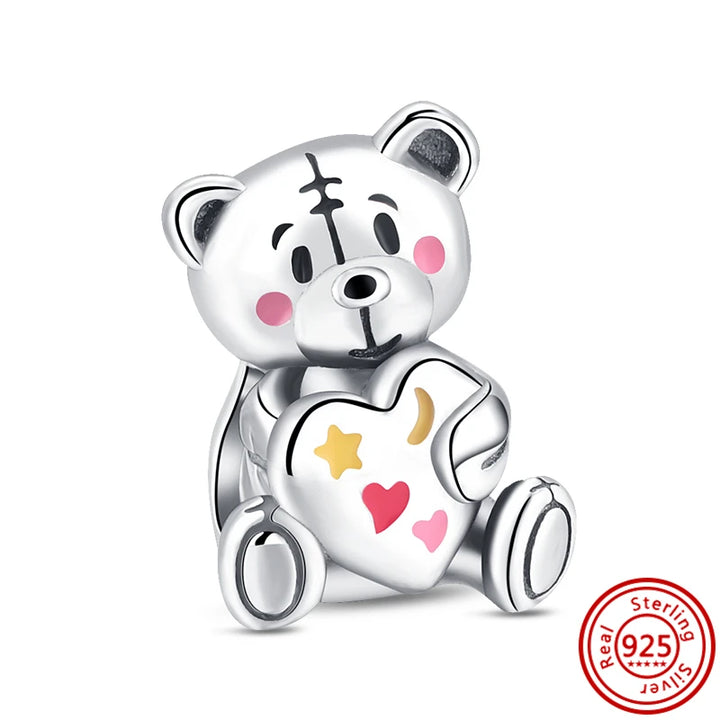 Silver Cartoon Cute Panda Bear Pendant for DIY Jewelry