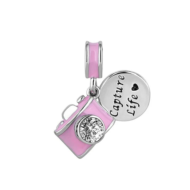 Silver Camera Phone Headset Charm Pendant