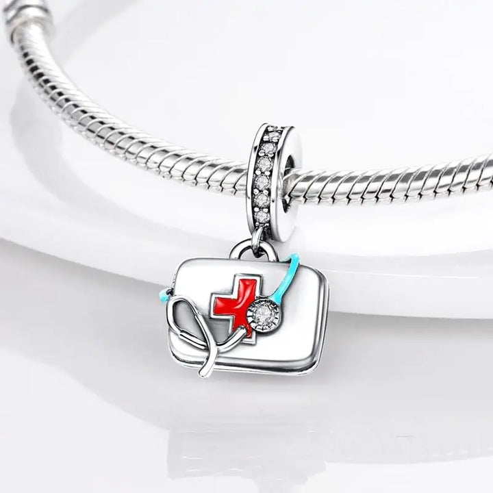 Sterling Silver CZ Dentist Tooth Charm Beads for Women
