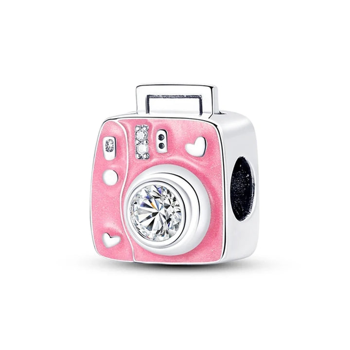 Silver Camera Phone Headset Charm Pendant