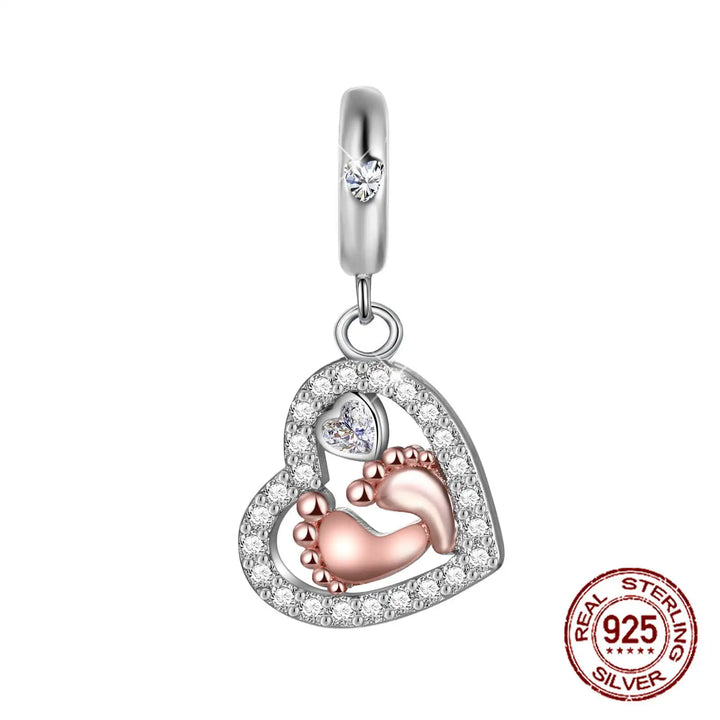 Silver Heart Pacifier Charm Beads for Jewelry