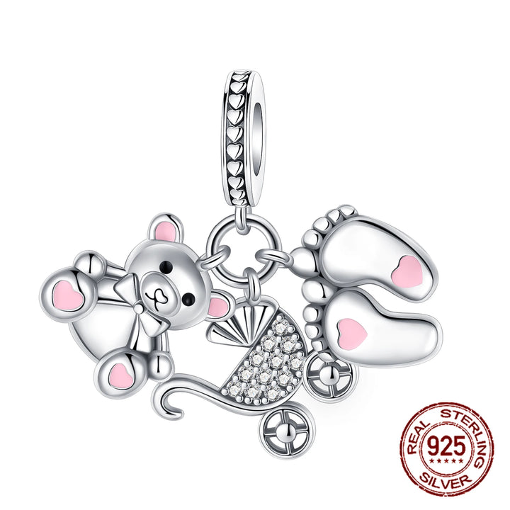 Silver Heart Pacifier Charm Beads for Jewelry
