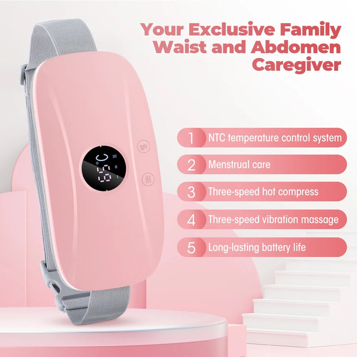 Electric Heating Massage Belt – Ultimate Menstrual Cramp Relief &amp; Comfort | Abdominal Heating Pad for Period Pain &amp; Discomfort
