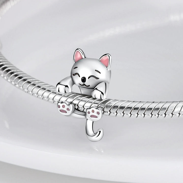 Silver Charms Dog Cat Pet Bead Pendant For Bracelet Diy Jewelry