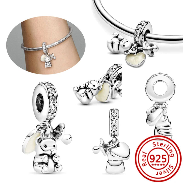 Silver Cartoon Cute Panda Bear Pendant for DIY Jewelry