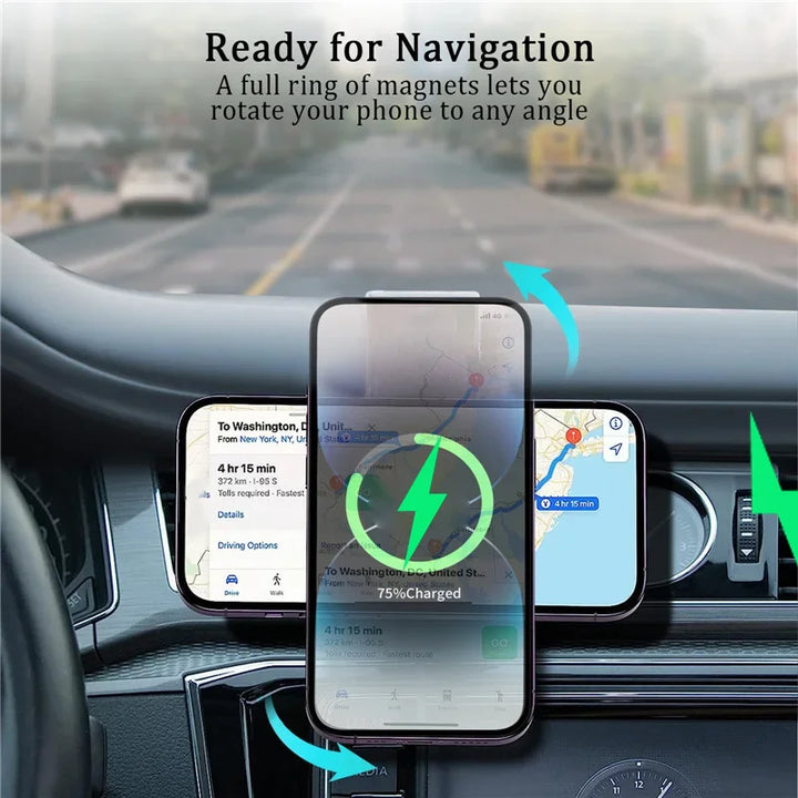 Magnetic Car Wireless Charger Fast Charging Phone Holder Dashboard