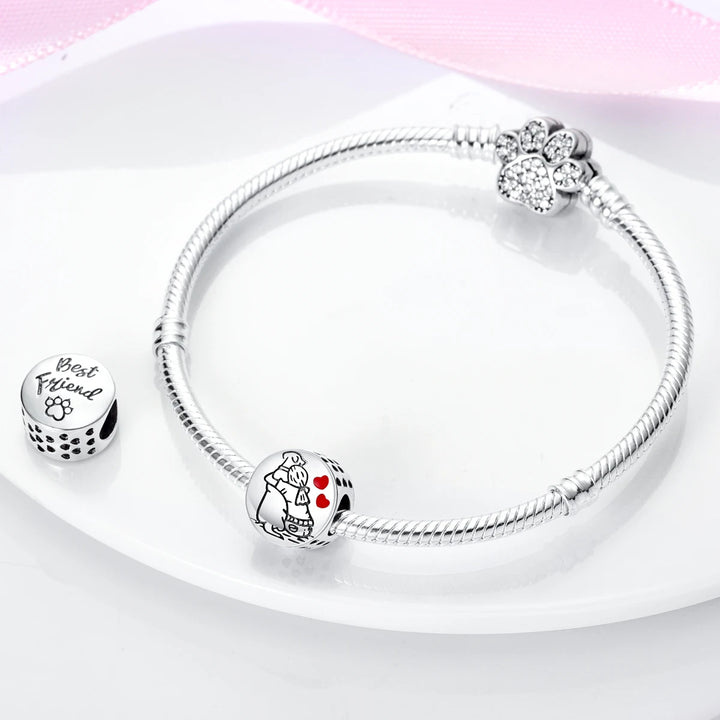 Dog Schnauzer French Bulldog Silver Plated Charm Beads