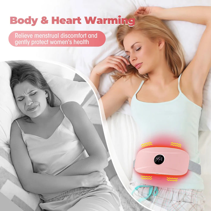 Electric Heating Massage Belt – Ultimate Menstrual Cramp Relief &amp; Comfort | Abdominal Heating Pad for Period Pain &amp; Discomfort