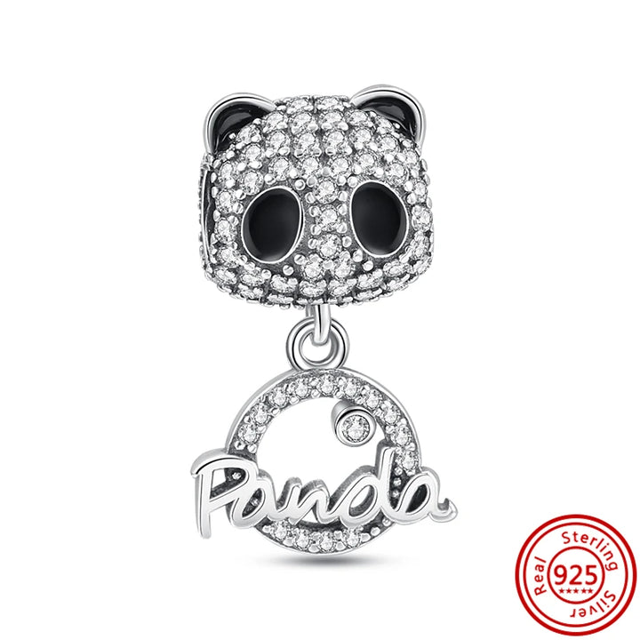Silver Cartoon Cute Panda Bear Pendant for DIY Jewelry