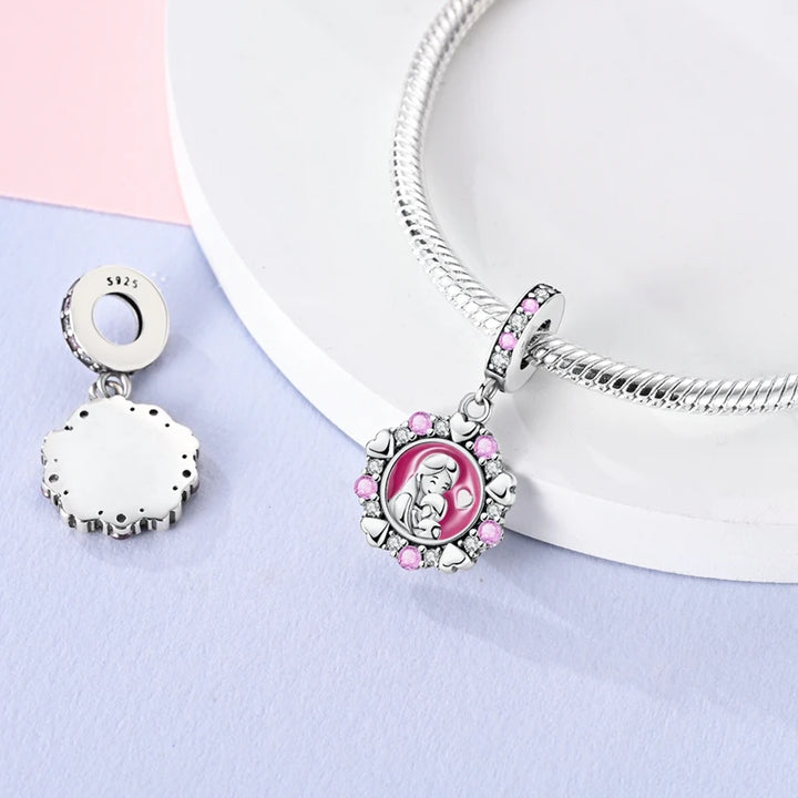 2025 New 925 Sterling Silver Pink Heart Charms Fit Pandora