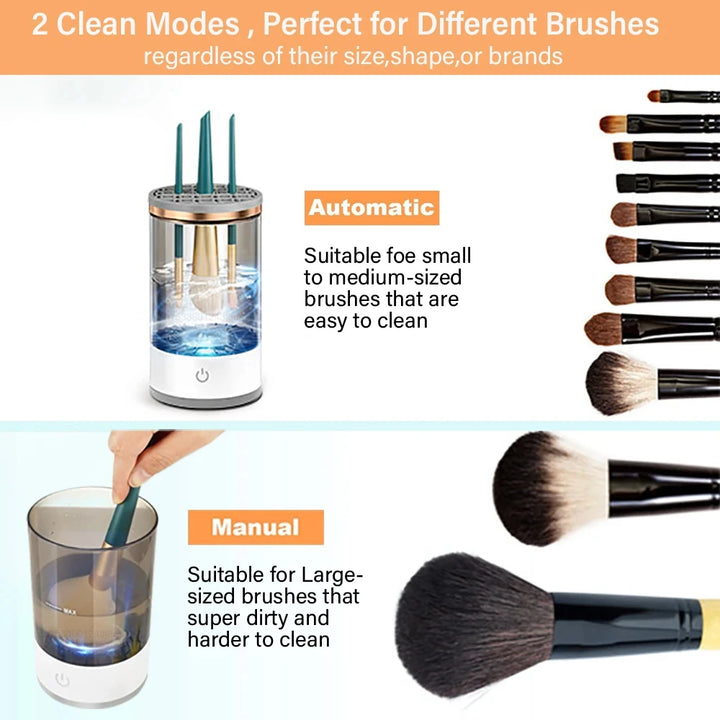 Portable USB Makeup Brush Cleaner with UV Sterilization – Automatic Rotary Cleaner for Quick &amp; Hygienic Brush Cleaning