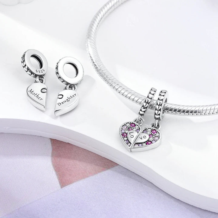 2025 New 925 Sterling Silver Pink Heart Charms Fit Pandora
