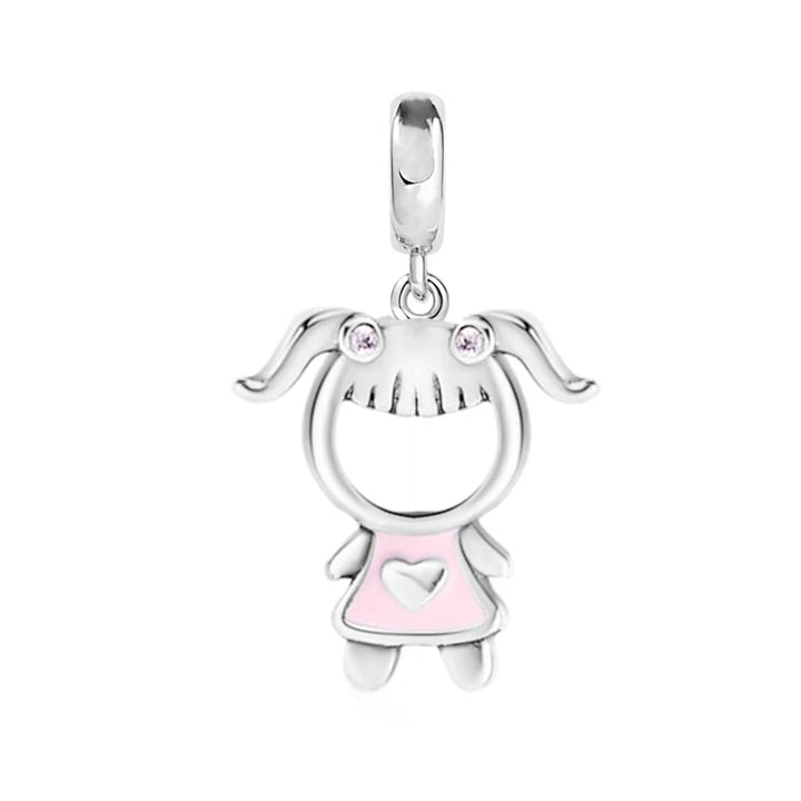 Happy Boy & Girl Embracing Love Pendant Charm Bead Jewelry