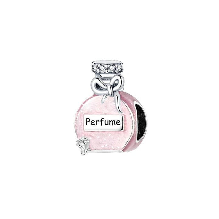 Silver Pink Crown Perfume Pendant Beads Jewelry