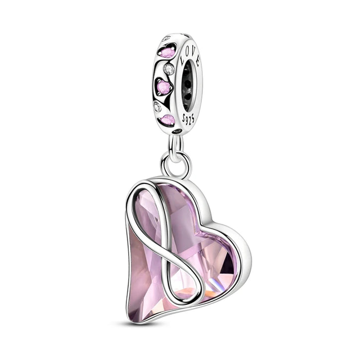 2025 New 925 Sterling Silver Pink Heart Charms Fit Pandora