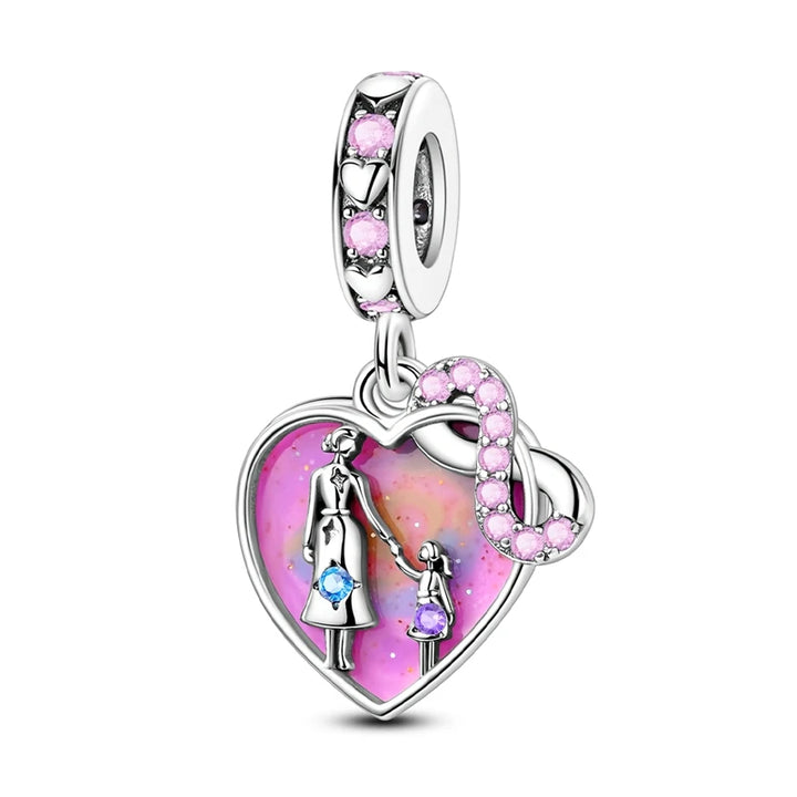 2025 New 925 Sterling Silver Pink Heart Charms Fit Pandora