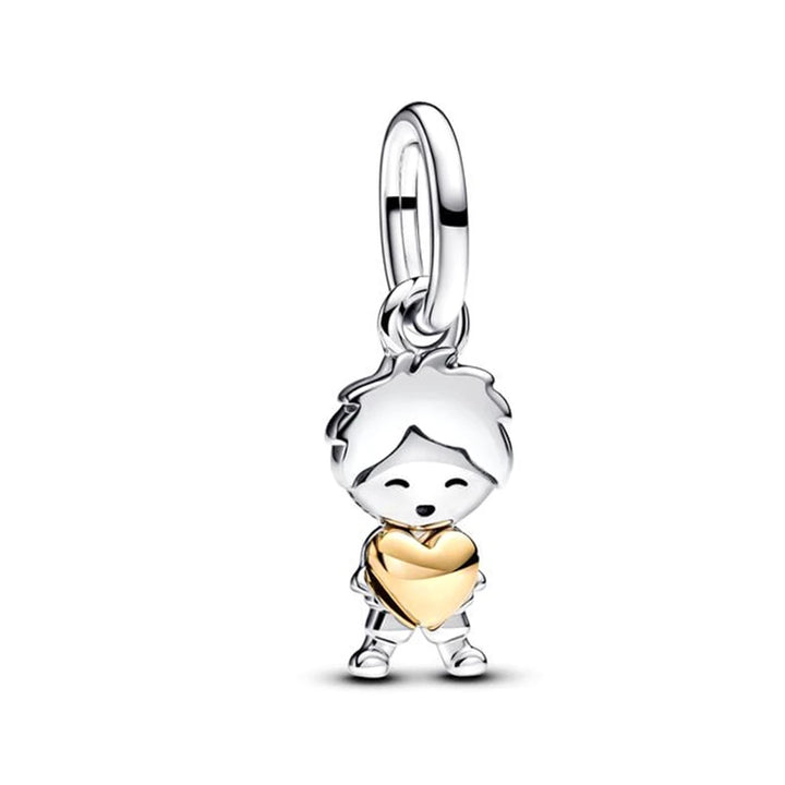 Happy Boy & Girl Embracing Love Pendant Charm Bead Jewelry