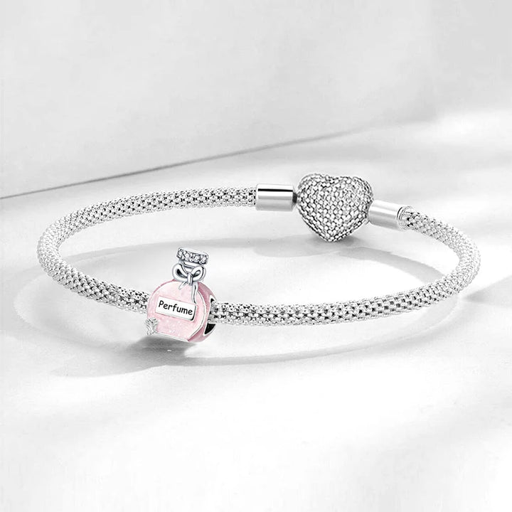 Silver Pink Crown Perfume Pendant Beads Jewelry