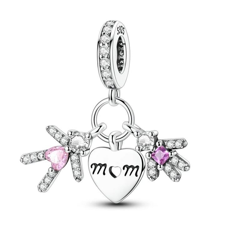 2025 New 925 Sterling Silver Pink Heart Charms Fit Pandora
