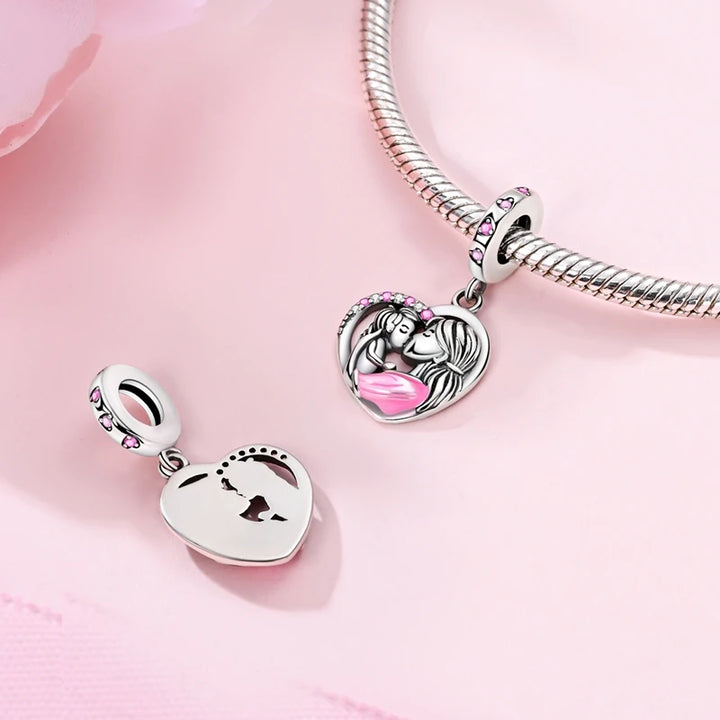 2025 New 925 Sterling Silver Pink Heart Charms Fit Pandora