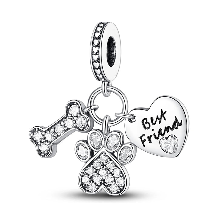 Dog Schnauzer French Bulldog Silver Plated Charm Beads
