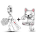 Silver Charms Dog Cat Pet Bead Pendant For Bracelet Diy Jewelry