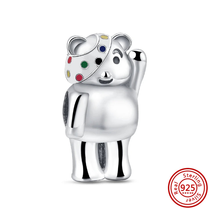 Silver Cartoon Cute Panda Bear Pendant for DIY Jewelry