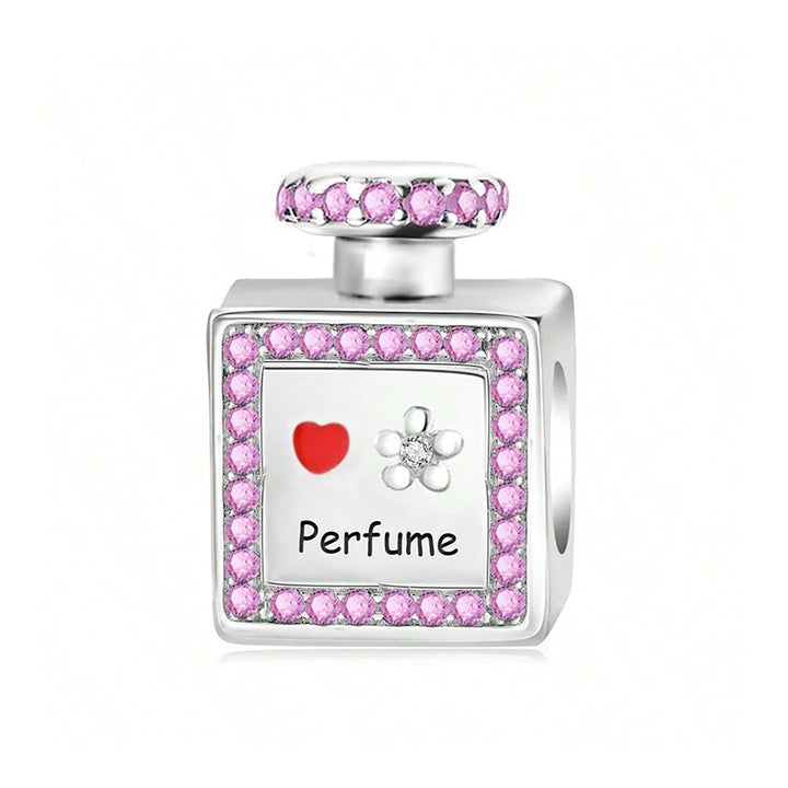 Silver Pink Crown Perfume Pendant Beads Jewelry