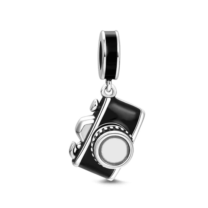 Silver Camera Phone Headset Charm Pendant
