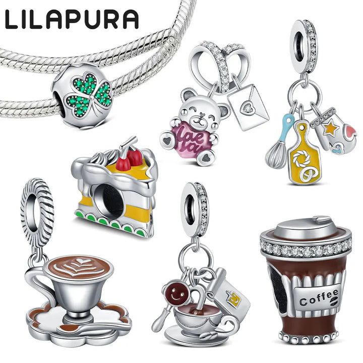 LILAPURA 925 Sterling Silver Cooking Pendant Charm for DIY Jewelry