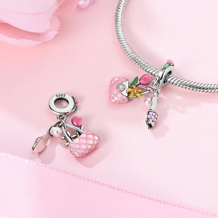 2025 New 925 Sterling Silver Pink Heart Charms Fit Pandora