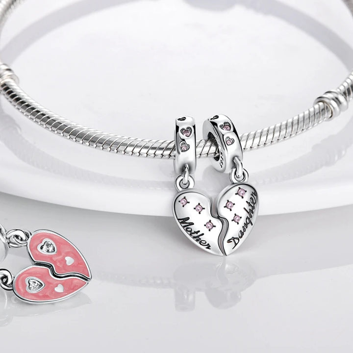 2025 New 925 Sterling Silver Pink Heart Charms Fit Pandora