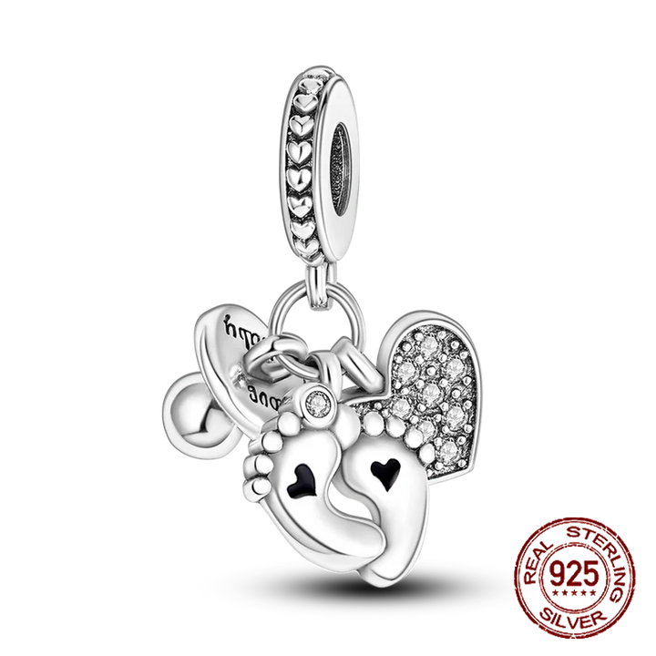 Silver Heart Pacifier Charm Beads for Jewelry