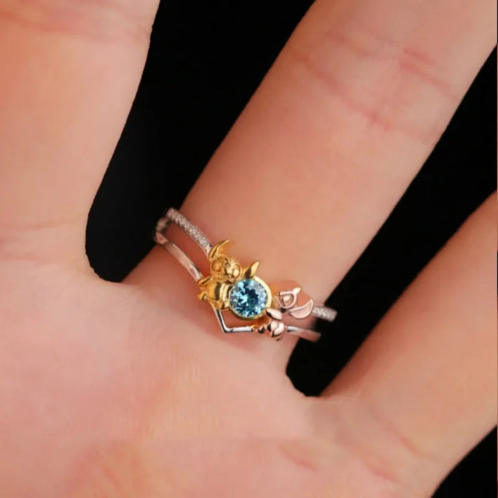 Lilo and Stitch Disney Cartoon Character Accessories Stitch Loves Angel Ring Kawaii Open Ring