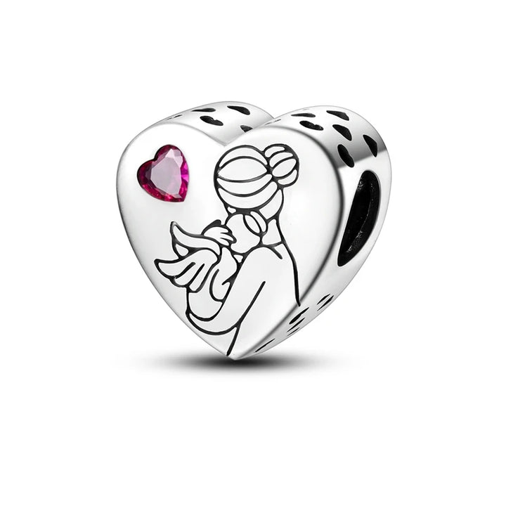 2025 New 925 Sterling Silver Pink Heart Charms Fit Pandora