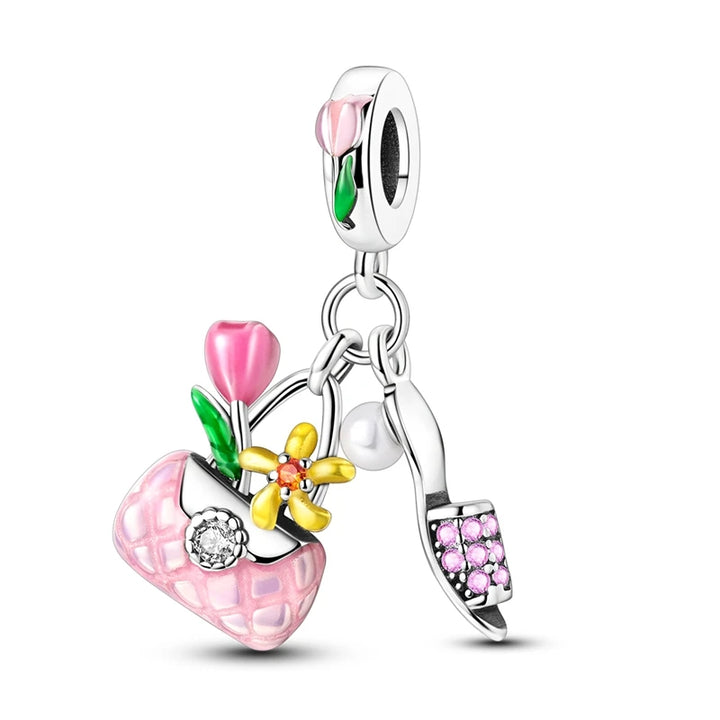 2025 New 925 Sterling Silver Pink Heart Charms Fit Pandora