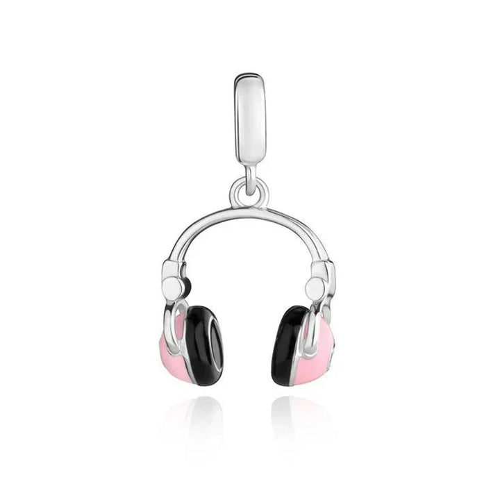 Silver Camera Phone Headset Charm Pendant